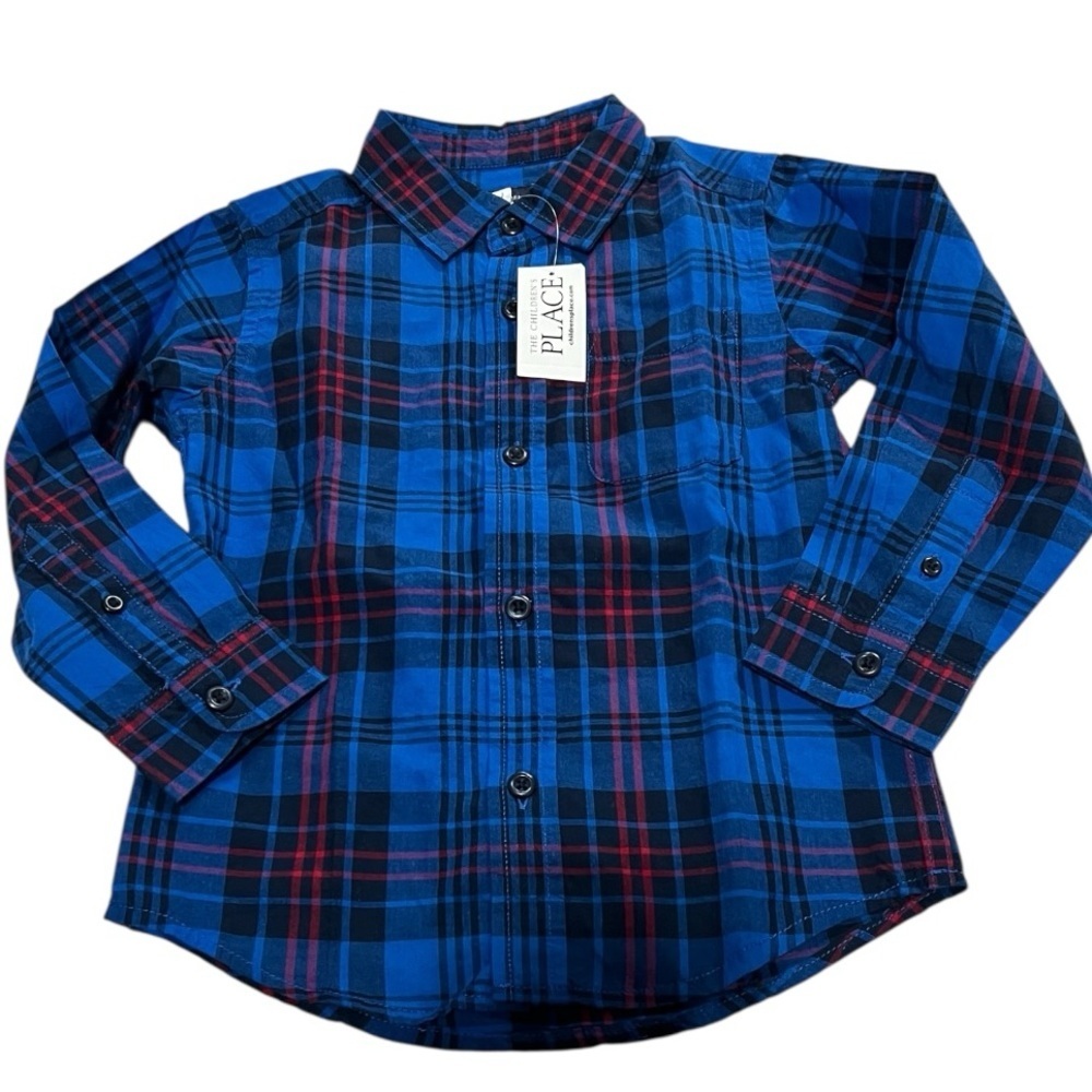 The Children's Place Blue Plaid Kids Shirt Size 3T